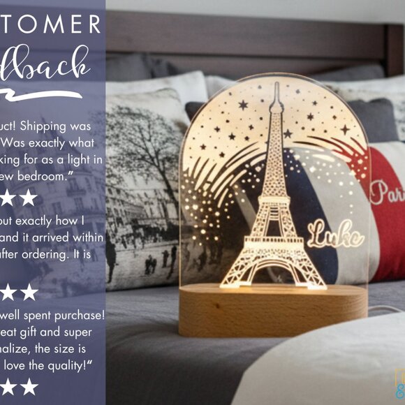 Personalized Eiffel Tower Night Light – Custom Gift for Kids & Adults - Picture 7 of 8